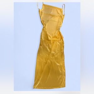 Golden Satin Maxi Dress